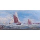 Charles Taylor (mid-19th century) - Sailing boats entering harbour, watercolour heightened with