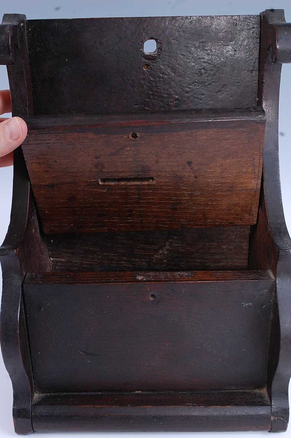 A rustic oak offertory box, late 18th / early 19th century, of part-nailed and part-pegged - Image 4 of 6
