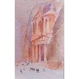 Roy Hammond (b.1934) - The Treasury (El Khazneh), Petra, watercolour with body colour, signed and