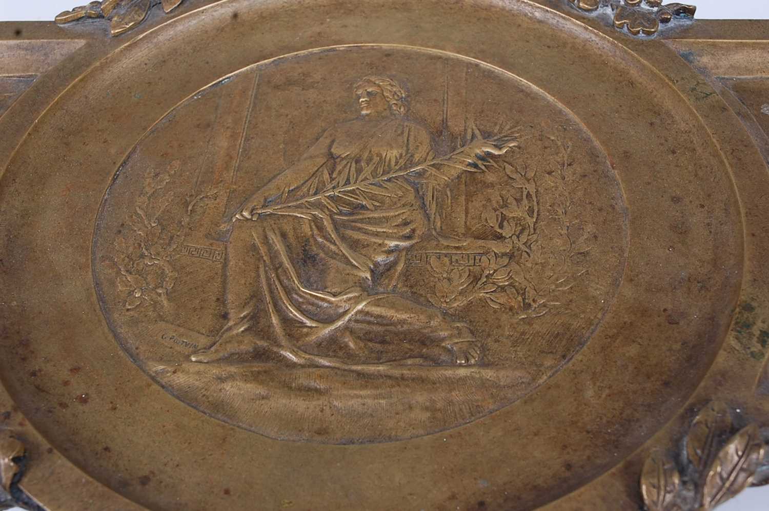 George Poitvin, a late 19th century French bronze table centre piece, cast in relief in the - Image 4 of 7