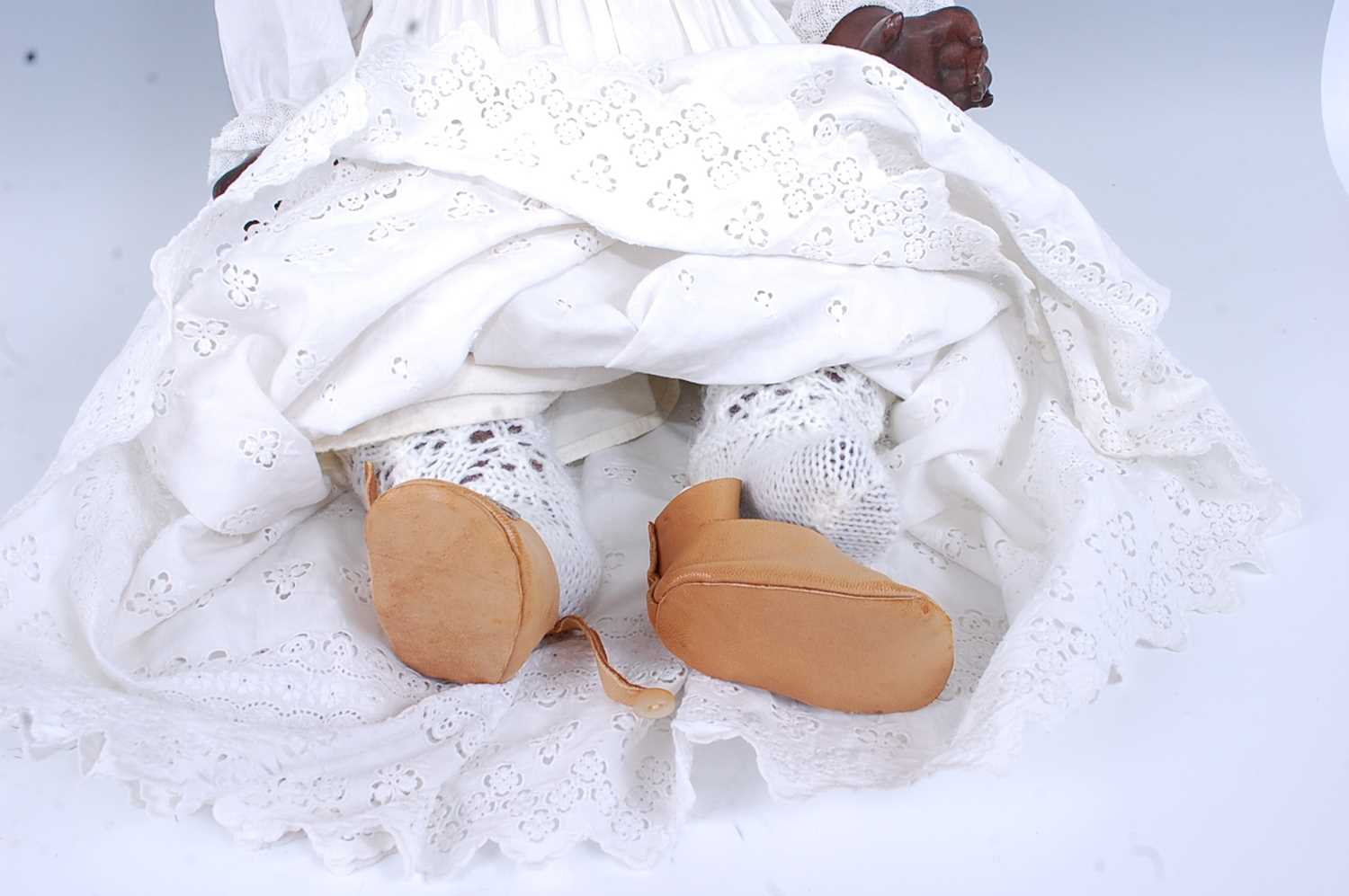 An early 20th century Ernst Heubach bisque headed doll, having sleeping brown glass eyes, open mouth - Image 11 of 12