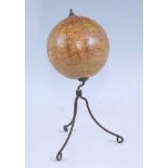 A Phillips three inch terrestrial globe, the twelve engraved gores with contemporary outline