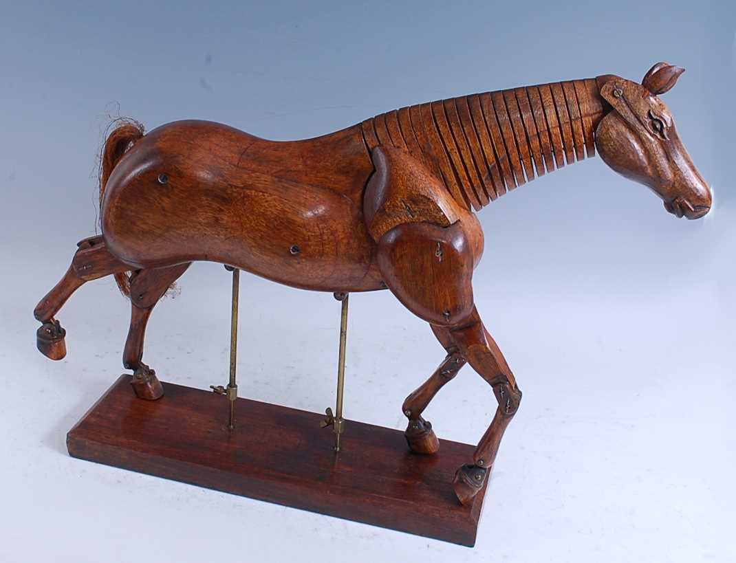 A late 19th / early 20th century French articulated walnut artist's maquette / lay figure of a rider - Image 16 of 21