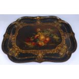 A Victorian papier-mâché tray by William Burton of Oxford Street, London, stamped verso, the obverse