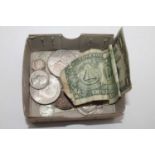 United States of America, a small collection of mostly silver coins and banknotes, to include
