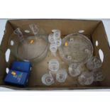 A box of glassware and ceramics to include drinking glasses, whisky tumblers, and Royal Worcester