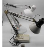 A 20th century white painted metal angle poise desk lamp, together with another similar