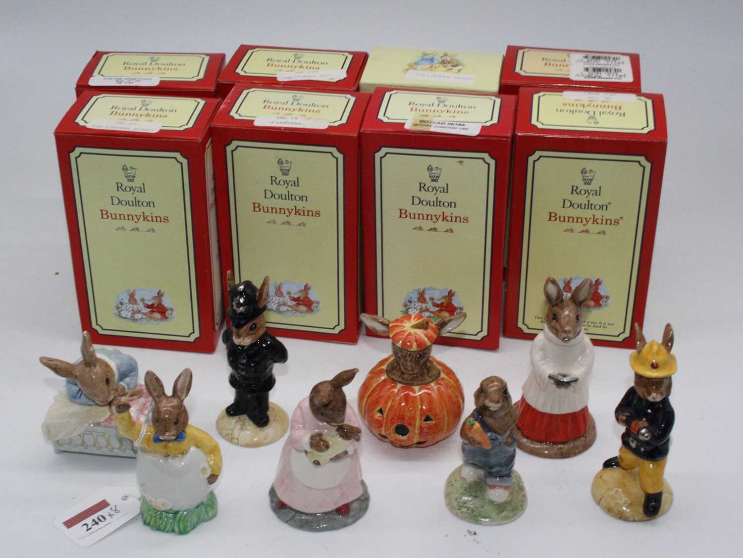 A collection of Royal Doulton Bunnykins figures to include Choir Singer, and Fireman, the largest