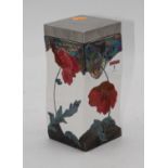 A 20th century Villeroy & Boch porcelain jar and cover, decorated with poppies and black lustre,