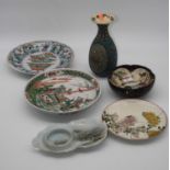 A collection of various eastern ceramics to include a Japanese Satsuma earthenware bowl, dia. 15cm