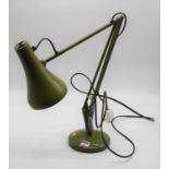 A 20th century Herbert Terry Model 90 green painted adjustable angle poise desk lampCondition