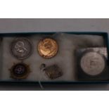 A small collection of miscellaneous items, to include Spanish 1890 3 peseta coin, commemorative