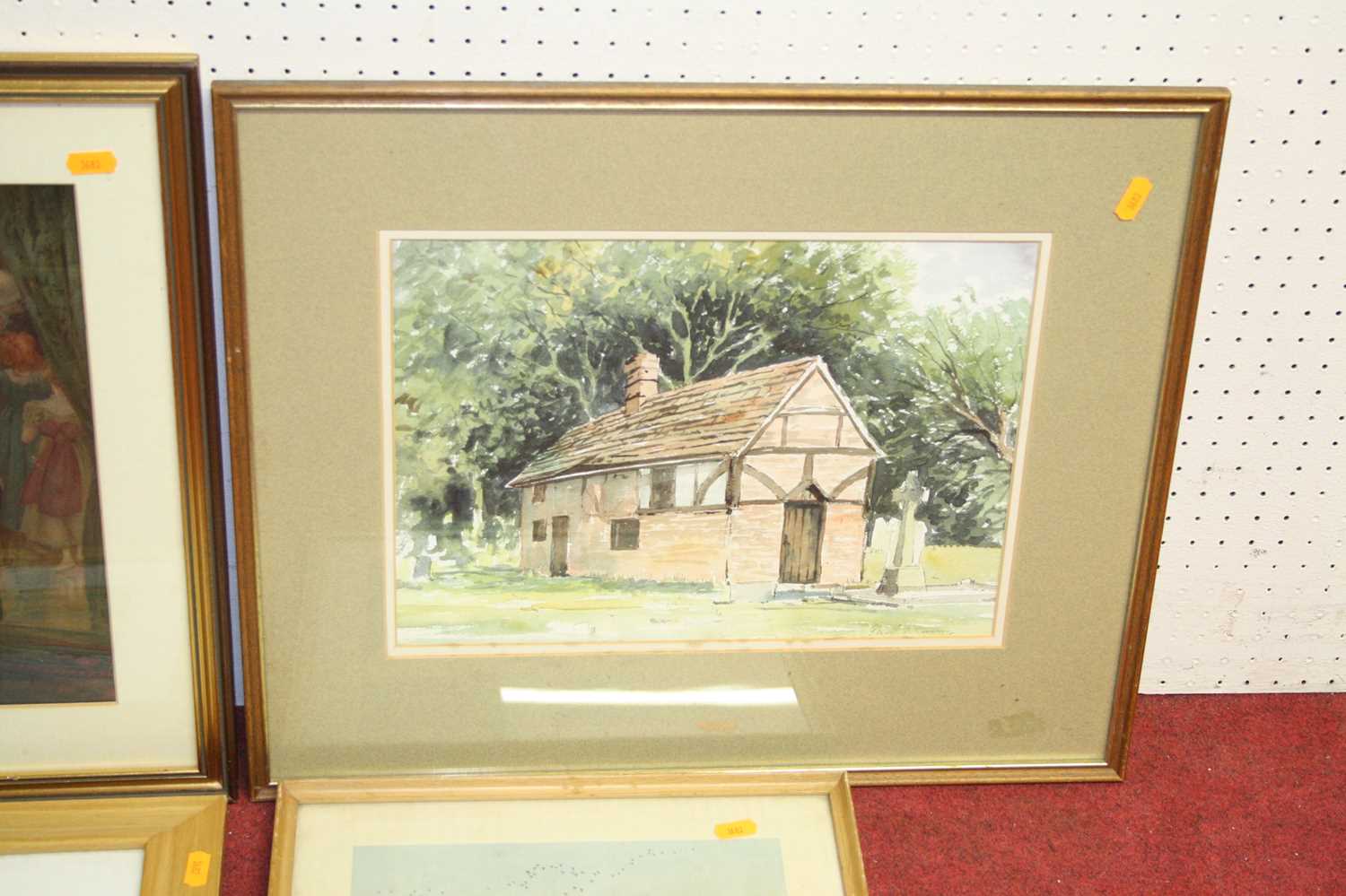 Paul Mann - Priest House, watercolour, framed Pears print, F Slater - French landscape, watercolour, - Bild 3 aus 4