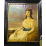 A half-length portrait of Mils Merry of Drury Lane Theatre, overpainted canvas print, 50 x 39cm