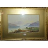 Sydney Lawrence - Mountain lake scene, watercolour, signed lower right, 30 x 49cm