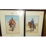 A. E. Singer - Pair; North African man on horseback, watercolour and gouache, each signed, 24.5 x