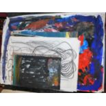 A folio and contents of assorted loose artworks largely being late 20th century sketches in