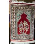 A small Persian silk prayer mat, 55 x 36cm