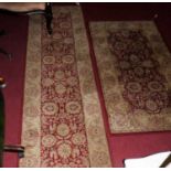 A Persian style machine woven red ground hall runner, 275 x 69cm, together with one other similar