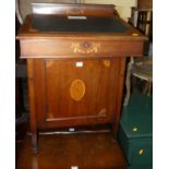 A late Victorian rosewood and inlaid slopefront Davenport, width 55cm