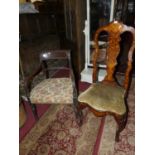 An 18th century Dutch floral marquetry inlaid splatback single dining chair, together with a 19th