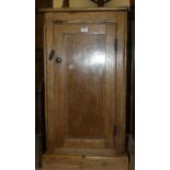 A Victorian rustic pine hinge top bedside commode cupboard, width 43cm