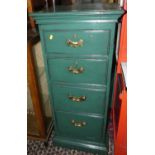 A good quality contemporary juniper green painted joined oak office filing chest, of four