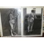 Roger Lowe - Nude study, charcoal, signed and dated 24.4.95 lower left, 69 x 46cm; with matching