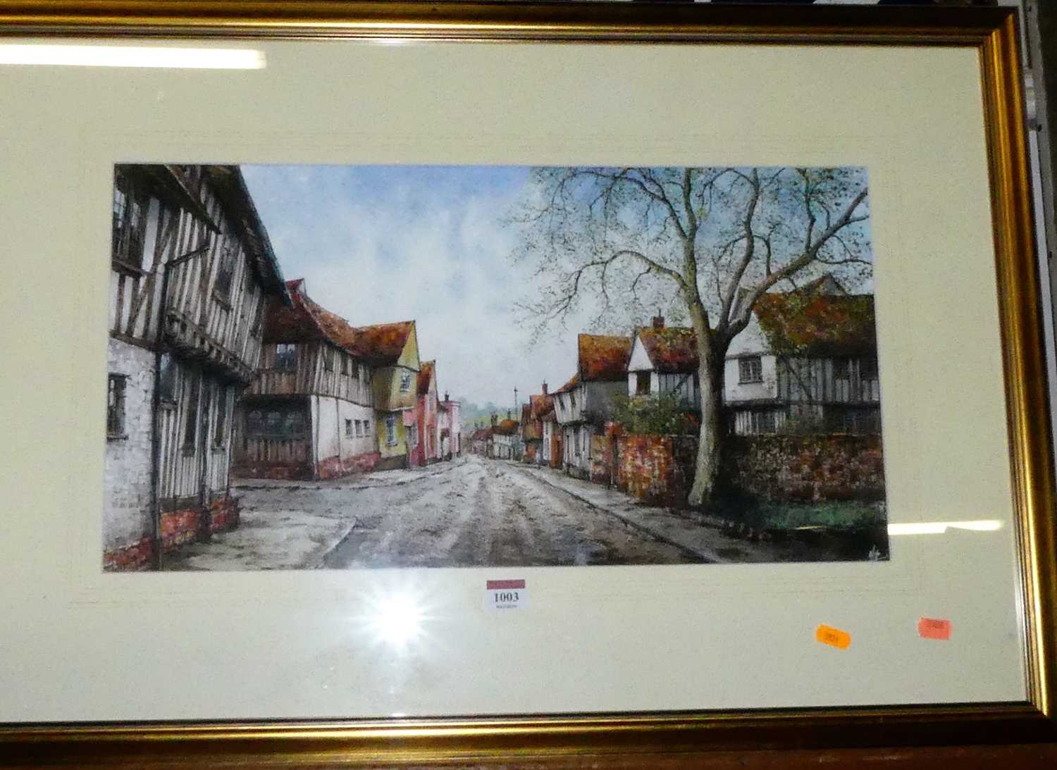 Reg Siger - Water Street, Lavenham, watercolour heightened with white, signed lower right, 30 x