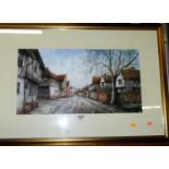 Reg Siger - Water Street, Lavenham, watercolour heightened with white, signed lower right, 30 x