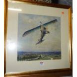 Mid-20th century school - Biplane in flight, watercolour, signed Toto & Co lower right, 35 x 35cm