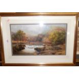 Circa 1900 British school, north country landscape with waterfall, watercolour heightened with