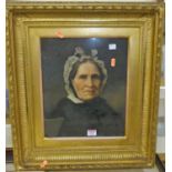 Late 19th century bust portrait of a middle-aged woman, overpainted print, 34 x 28cm