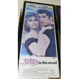 Grease is the Word framed film poster, 90 x 35cm