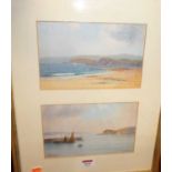 HW Hicks - The South Devon Coast from Exmouth and the Exe Estuary, pair gouache, signed lower left