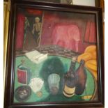 Ed. G Egan - The card table, oil on canvas, signed lower right, 50 x 45cm