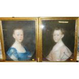 19th century English school - Pair; Bust portraits of children, pastels, 54 x 42cm, in later gilt