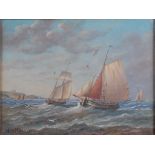 Christopher Mark Maskall (1846-1933) - Sailing boats off the coastline, oil on canvas, signed