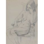 Tom Greenshields (1915-1994) - Lee on a chair, pencil on paper, signed lower right, with Peter