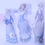 A large Lladro Spanish porcelain figure modelled as a lady in bonnet in standing pose with arms