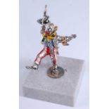 A contemporary Italian Sorini sterling silver and enamel decorated novelty figure, of a clown