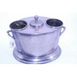 A 20th century silver plated two-bottle wine cooler of oval form with twin handles, on stepped base,