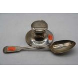 A Victorian silver tablespoon in the Hanoverian pattern; together with a modern silver capstan