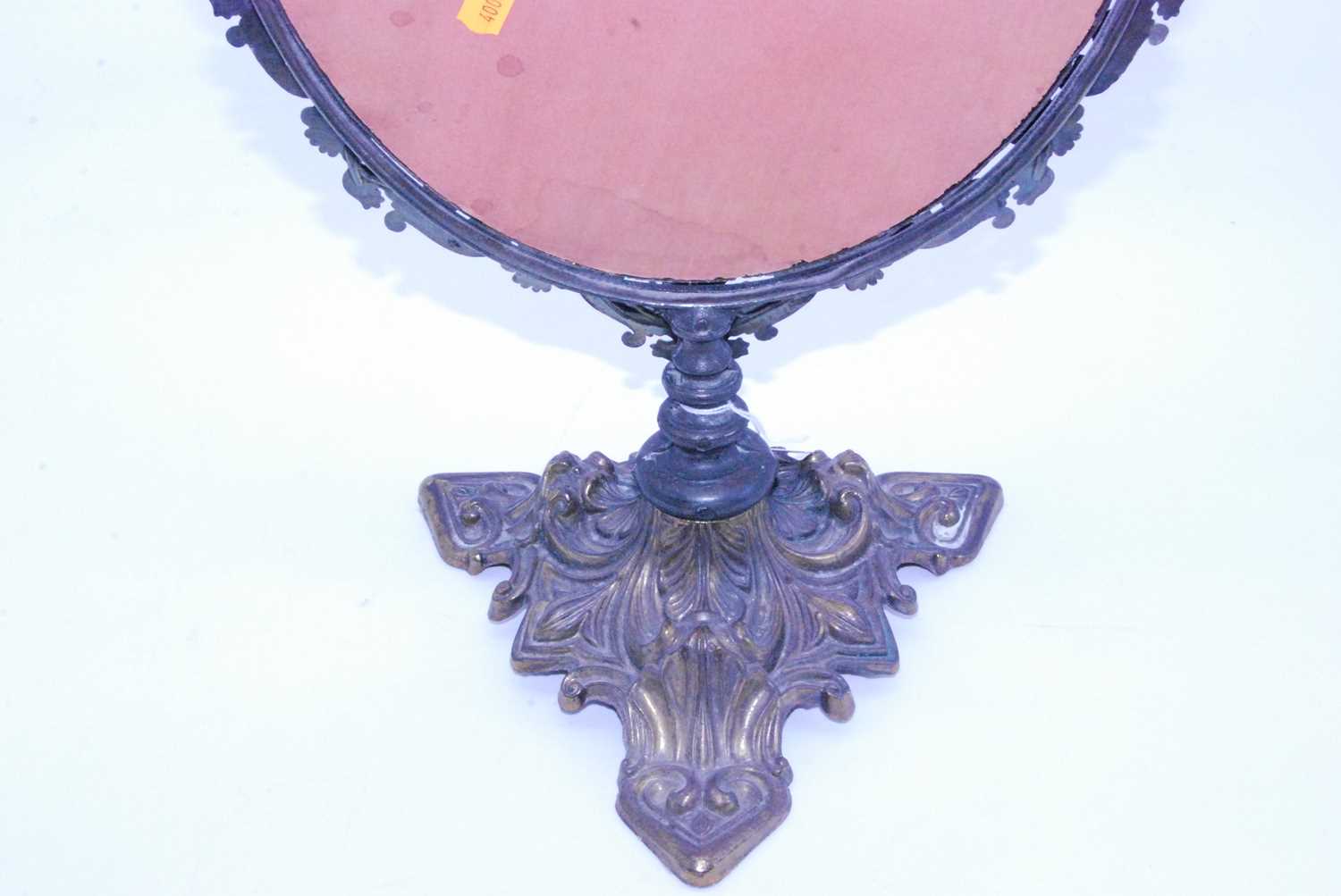 A Victorian style dressing table mirror, the oval mirror plate within a pierced foliate surround - Image 6 of 6