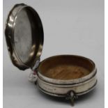 A George V Asprey silver dressing table box, the lid bearing monogram BR, London 1924, dia.8cm, 5.