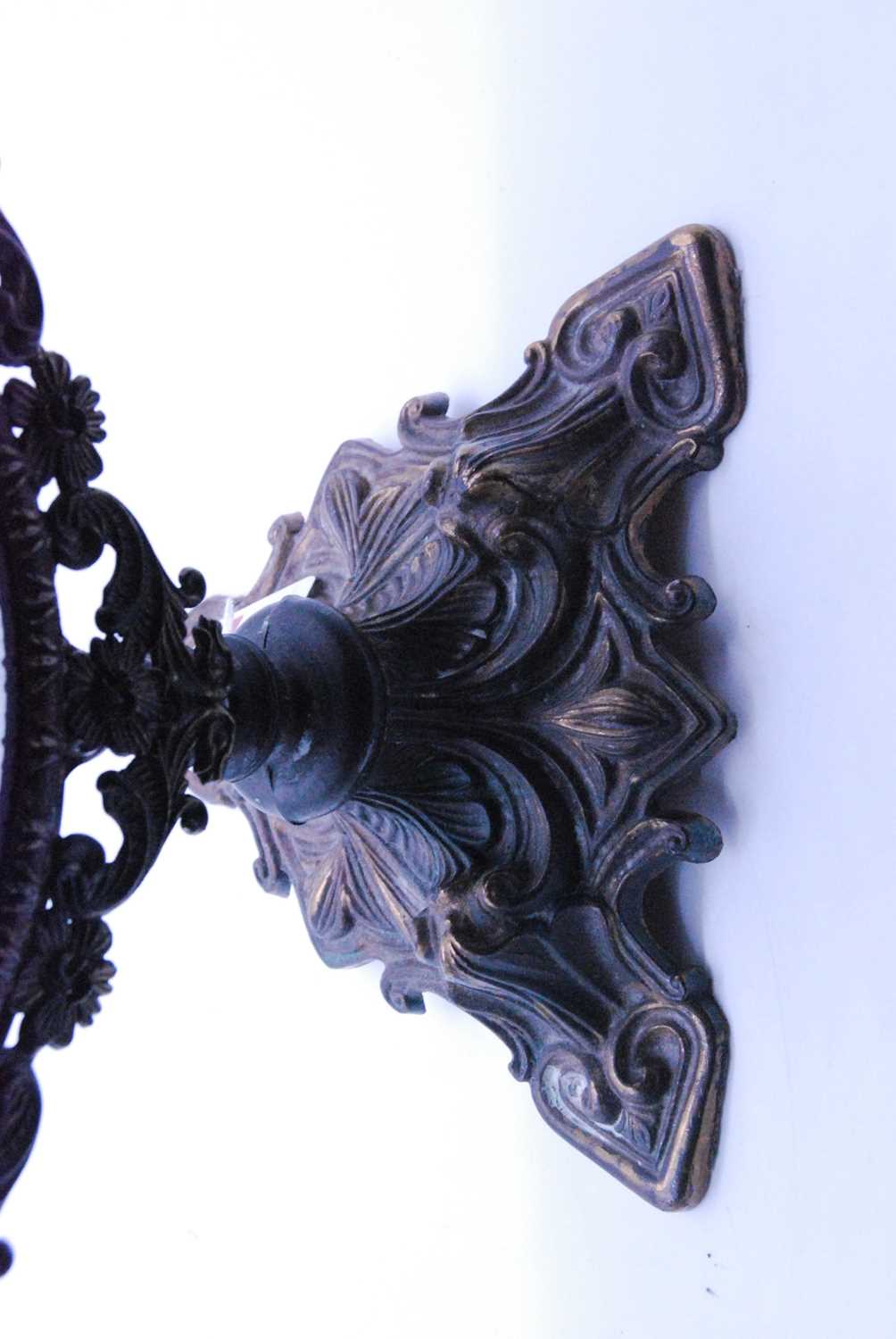 A Victorian style dressing table mirror, the oval mirror plate within a pierced foliate surround - Image 3 of 6