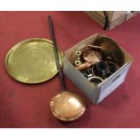 A collection of metalware, to include a Victorian copper range kettle and a pair of Victorian