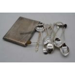 A collection of various silver and plated wares, to include a George V silver cigarette case,