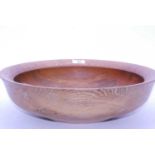 A turned ash shallow table bowl, marked verso Chris Nunn spalted ash, dia. 32.5cm