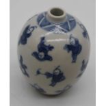 A Chinese export miniature vase, decorated in the Hundred Boys pattern, h.7cmCondition report: In